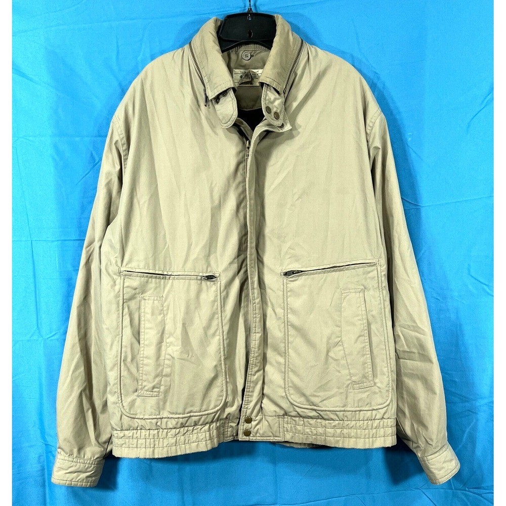VTG THE FOX COLLECTION JCPenny KHAKI Mid Weight BUTTON IN LINER Zip-Up Coat L/T